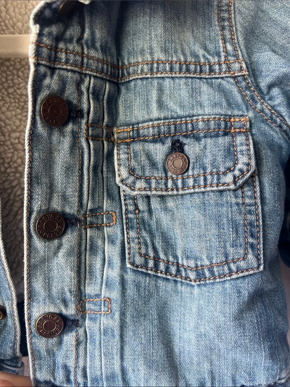 Baby Gap Denim Sherpa-Lined Jacket - Light Blue Size 12-18M